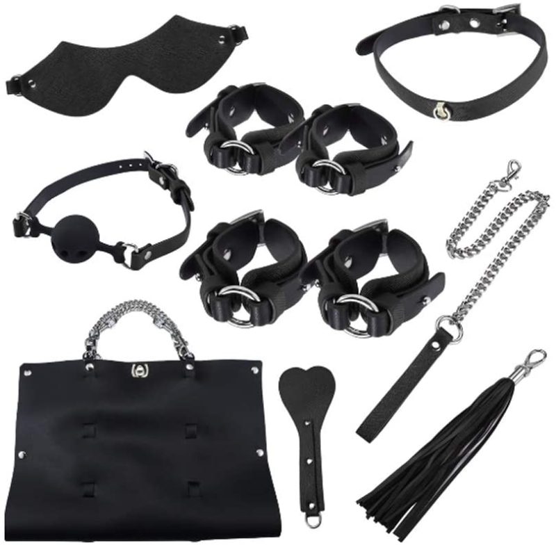 8Pcs Bdsm Kit With Strorage PU Leather Purse