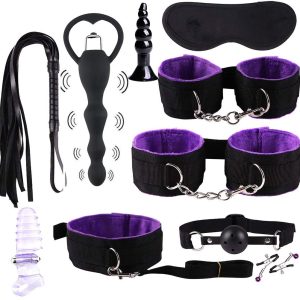 10 in 1 Bdsm Kit (Black & Purple)