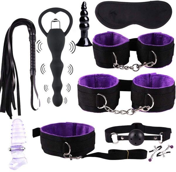 10 in 1 Bdsm Kit (Black & Purple)