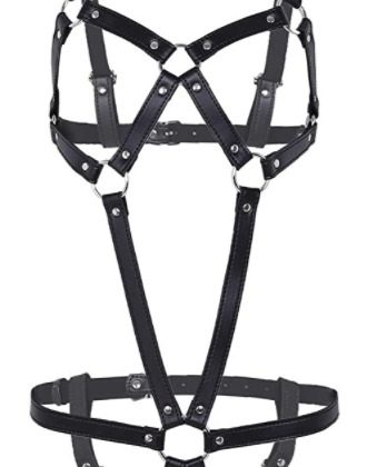 Black Leather ring Harness full body