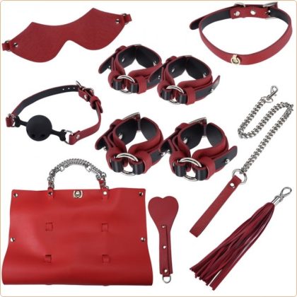 8Pcs Bdsm Kit With Strorage PU Leather Purse