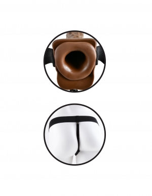7" Hollow Strap-On with Balls - Brown (Pipedream)