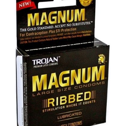 Trojan Magnum Ribbed Lubricated Condoms - 3 Pack