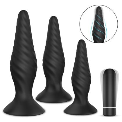 S-HANDE 3 Pcs Creams-Rct Vibrating Anal Butt Plug