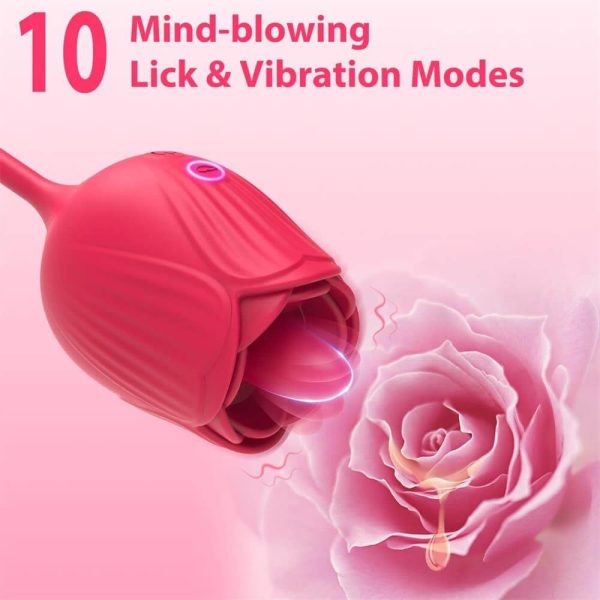 Pulsating Rose Vibrator Licker (Red)