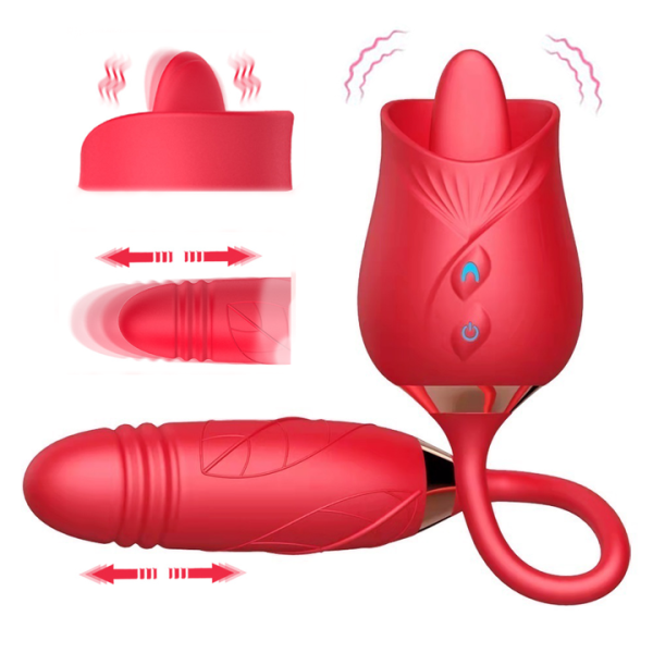 Pulsating Rose Vibrator Licker (Red)