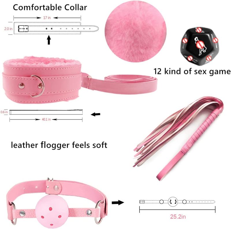 12 in 1 BDSM Kit with Black Paddle (Pink)