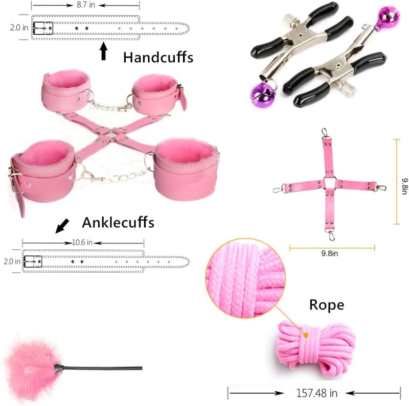 12 in 1 BDSM Kit with Black Paddle (Pink)