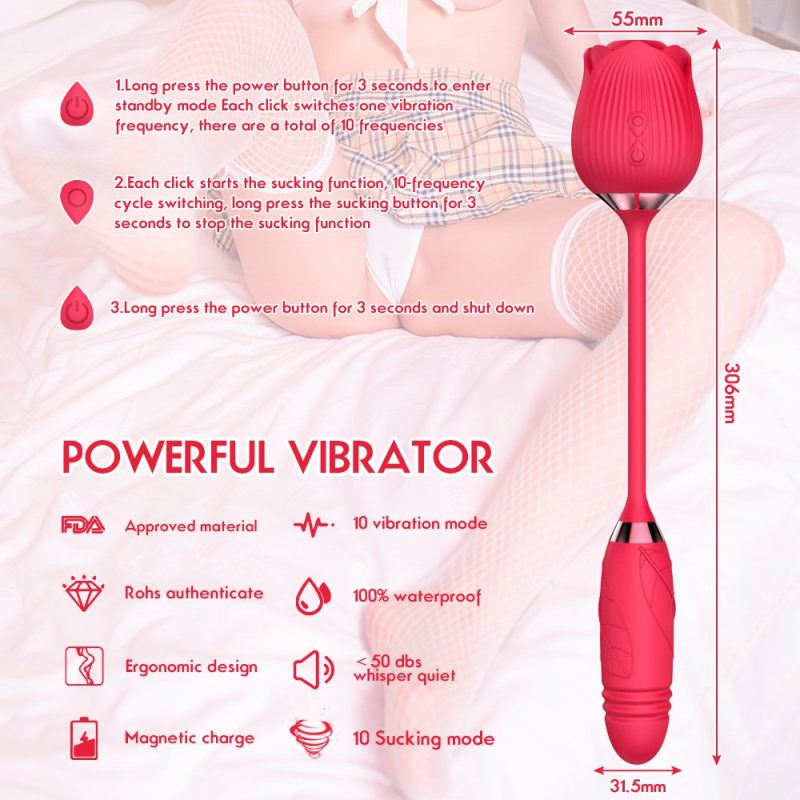 Pulsating Rose Vibrator (Sucker) (Blue)