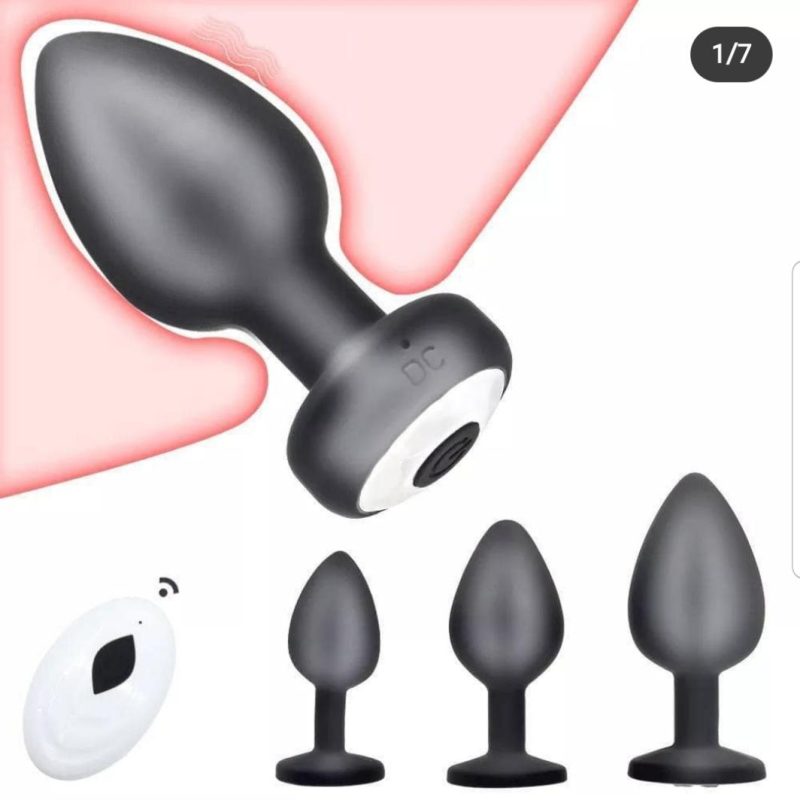 Vibrating Black Silicone Anal Plug