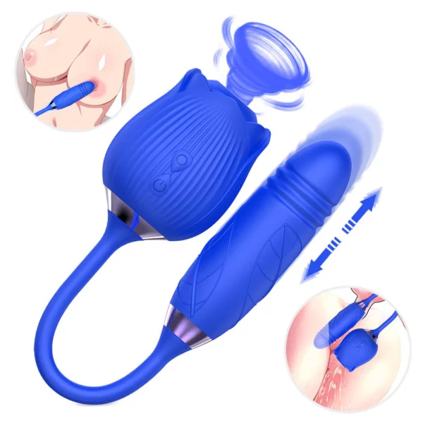 Pulsating Rose Vibrator (Sucker) (Blue)