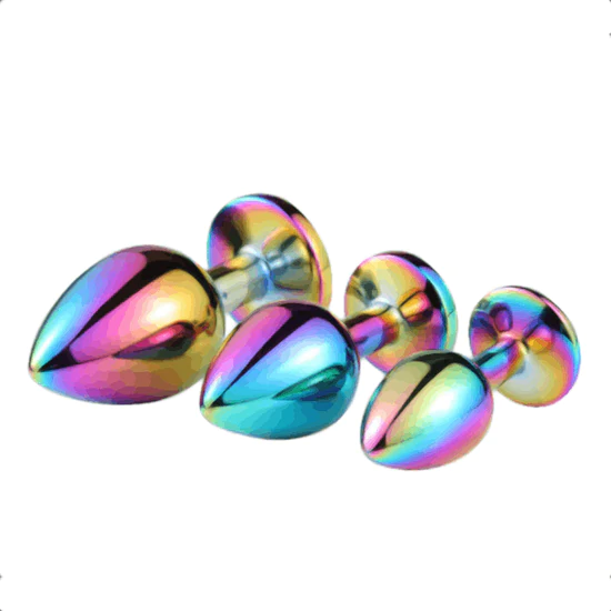 Rainbow Metal Butt Plug 3pc Sexpenditure