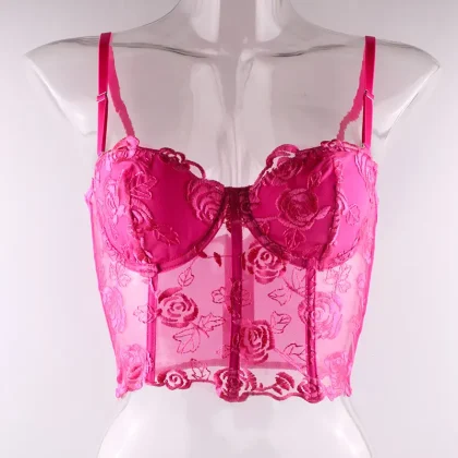 Floral Lace Corset (Pink) (M)