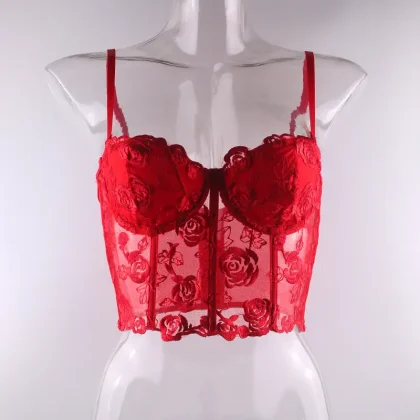 Floral Lace Corset (Red) (M)