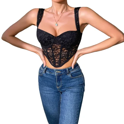 Corset Lingerie Top (Black) (M