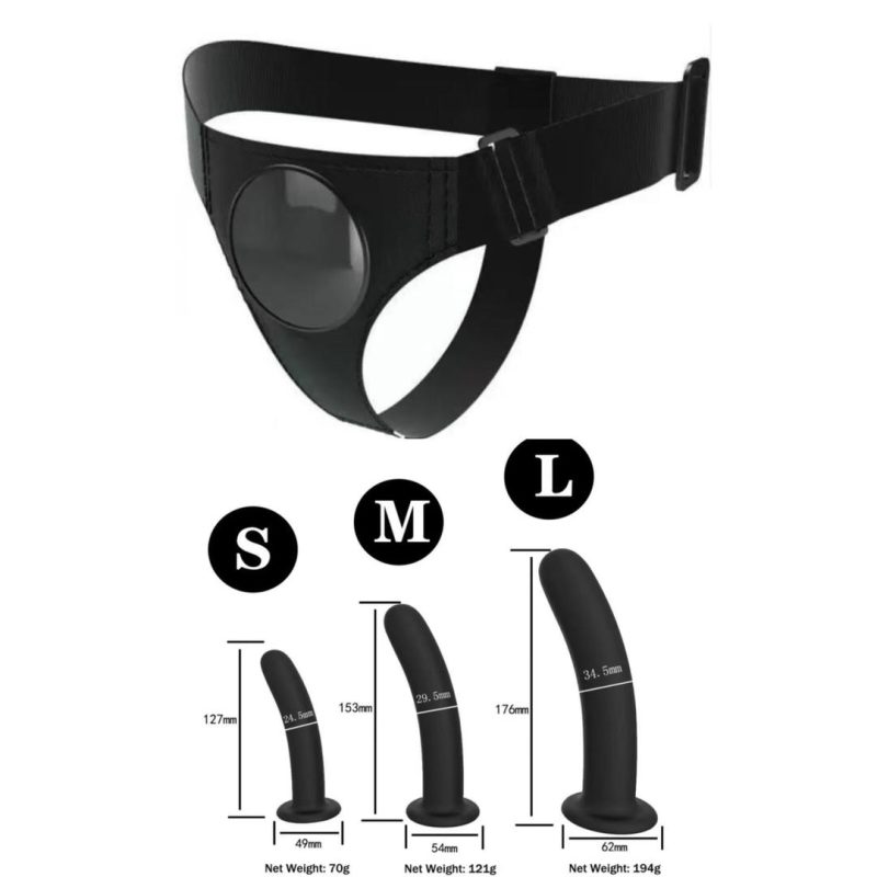 3pc Non Vibrating Strapon (Black)