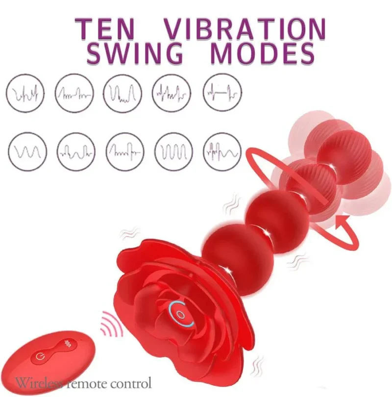 Rose Gyrating Anal Beads