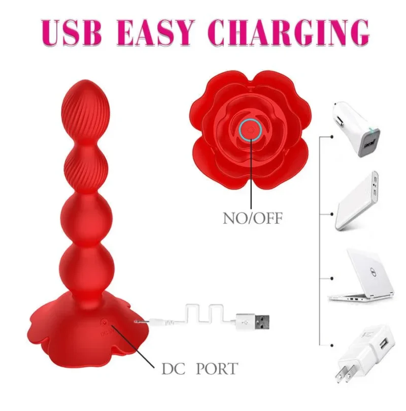 Rose Gyrating Anal Beads