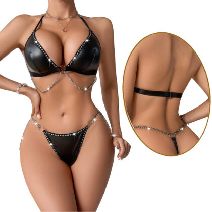 Wet look Leather Lingerie(XL)