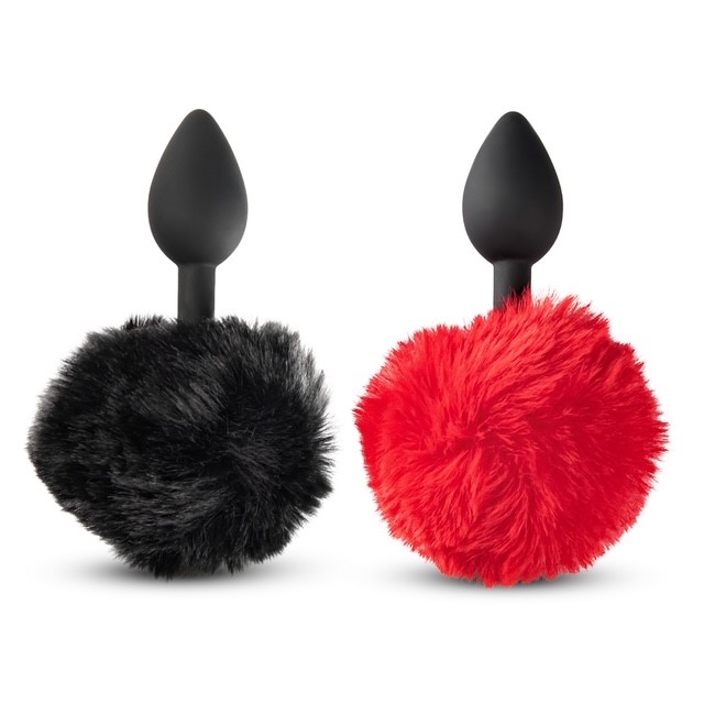 Silicone Butt Plug with furr - 1pc