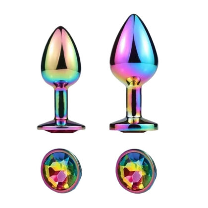 Rainbow Metal Butt Plug - 2pc