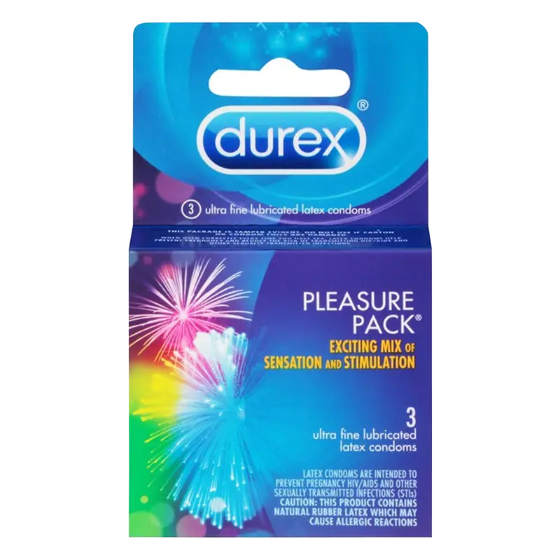 Durex Pleasure Pack Lubricated Latex Condoms 3-Pack